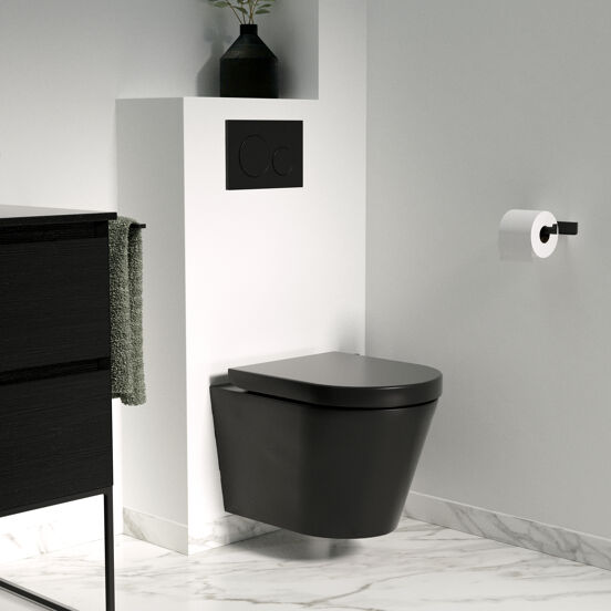 Luca Varess Spirello wc suspendu noir mat bride de rinçage fine