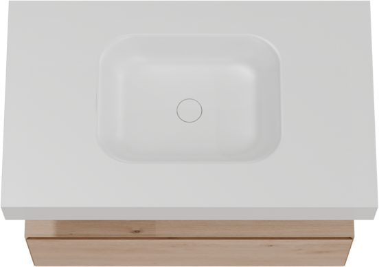 Balmani Mitra Elements meuble salle de bains suspendu 90 x 55 cm chêne naturel avec Wave plan simple en solid surface blanc mat