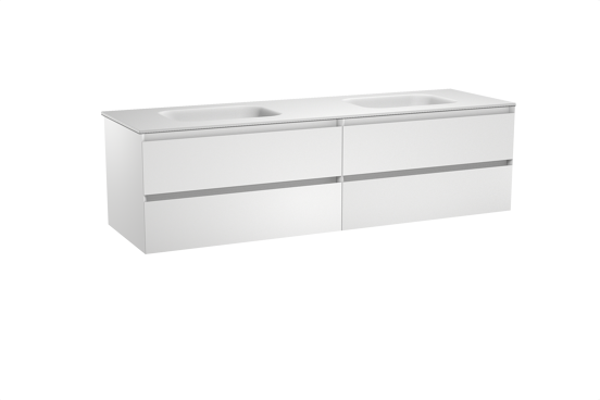 Balmani Mitra meuble salle de bains suspendu 180 x 55 cm blanc mat avec Tablo Arcato double vasque en solid surface blanc mat