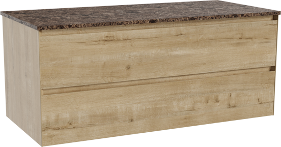 Balmani Mitra meuble salle de bains suspendu 120 x 55 cm chêne brut avec Stretto tablette simple ou double en marbre dark emperador