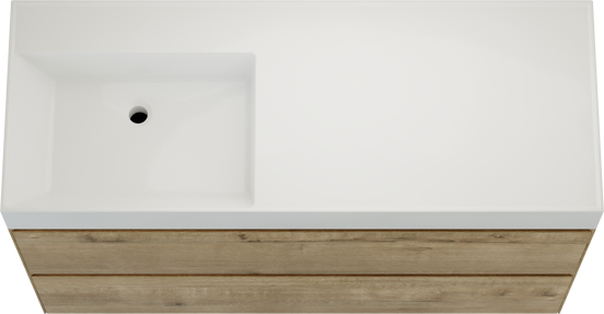 Balmani Mitra Compact meuble salle de bains suspendu 100 x 46 cm Noyer américain avec Argila vasque asymétrique droite en marbre composite blanc brillant