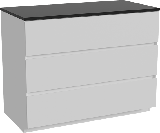 Storke Edge freistehendes Möbelstück Set: 105 x 52 cm, Weiß matt, mit Panton Einzel Waschtischplatte, Pulverbeschichtetes MDF Schwarz matt