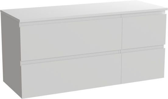 Linie Lado meuble salle de bains suspendu 120 x 46 cm blanc mat avec Lado tablette double en marbre composite blanc mat