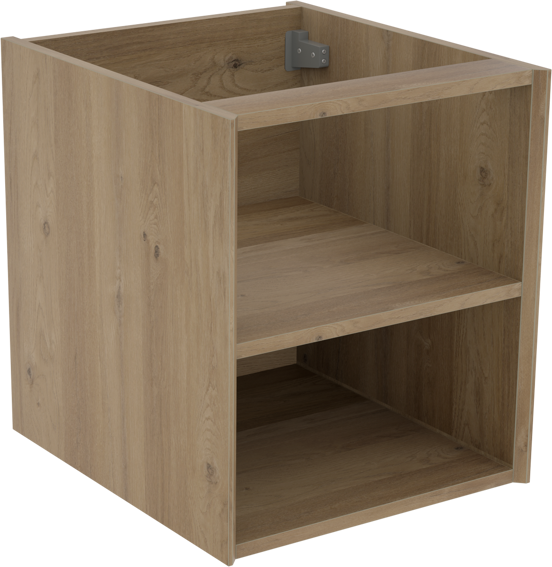 Storke Edge hängender Waschbeckenunterschrank: 45 x 52 cm, Eiche rustikal, mit 2 offenen Nischen