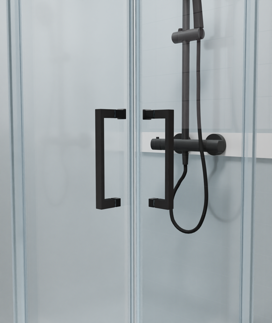 Luca Varess Talan douchecabine met schuifdeuren 90 x 90 cm helder glas mat zwart profiel