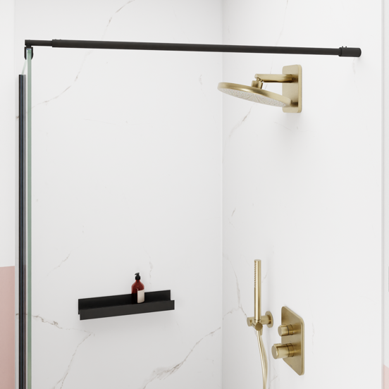 Blaufoss Onos 250 Tête de douche rond 25 cm avec bras de douche support mural brushed champagne gold