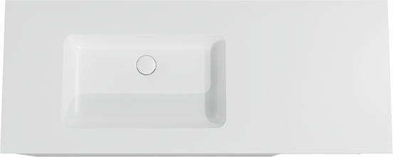 Storke Edge meuble salle de bains suspendu 130 x 52 cm blanc brillant avec Mata plan vasque asymétrique à gauche en solid surface blanc mat