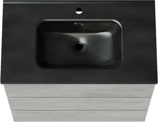 Linie Lado meuble salle de bains à poser 80 x 46 cm béton gris foncé avec Baro plan simple en porcelaine noir mat
