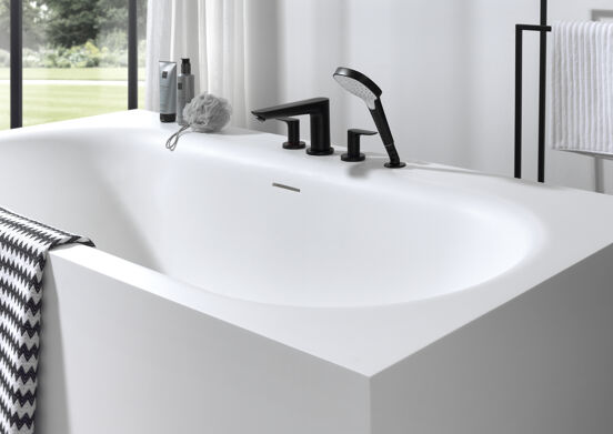 Balmani Rallanta Cresta baignoire îlot rectangulaire 180 x 90 cm Solid Surface blanc mat