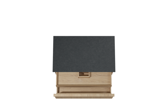 Balmani Forma meuble salle de bains suspendu 90 x 55 cm chêne naturel avec Stretto tablette simple en granit noir, Nervure droite symétrique verticale