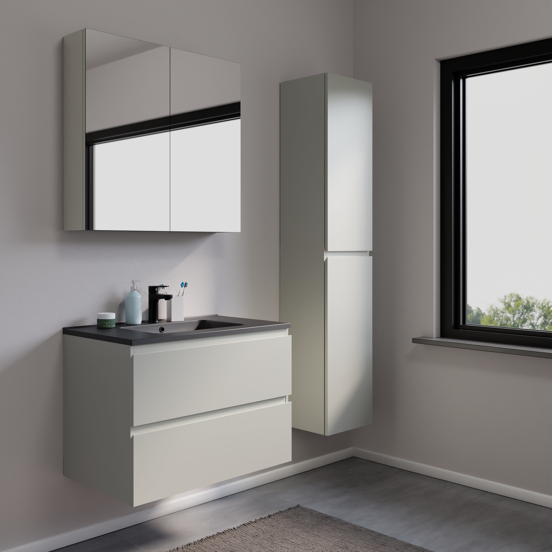 Linie Lado zwevende wastafelonderkast 60 x 46 cm greige 2 lades