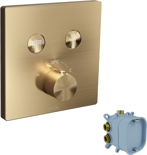 Blaufoss Smartbox Switch-Line inbouw thermostaat 2 uitgangen brushed champagne gold incl. inbouwelement