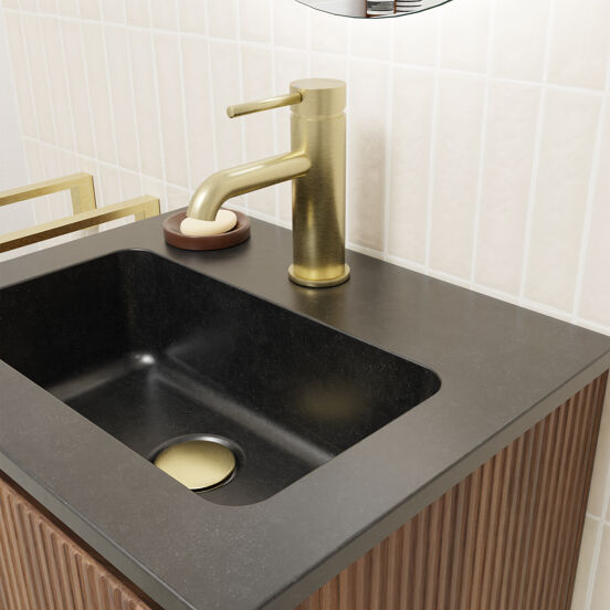 Blaufoss Round EcoStart standaard wastafelkraan Brushed Champagne Gold