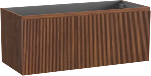 Storke Ribs zwevende wastafelonderkast 120 x 52 cm notelaar 2 lades