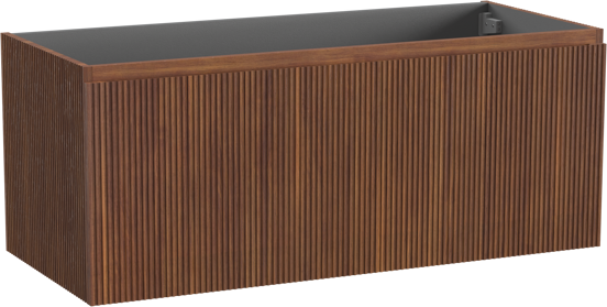 Storke Ribs meuble sous-lavabo suspendu 120 x 52 cm noyer 2 tiroirs