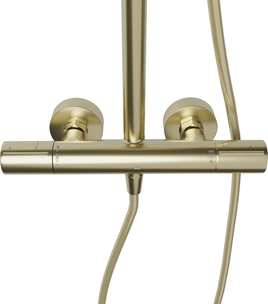 BLAUFOSS Nola 300 opbouw regendoucheset thermostatische kraan brushed champagne gold