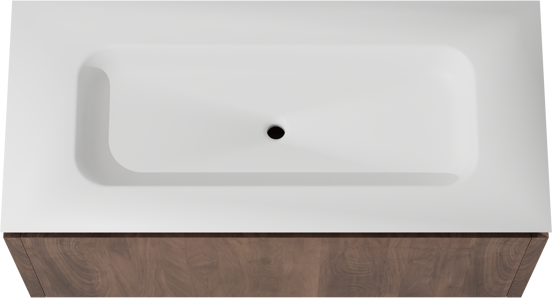 Balmani Eclips zwevend badmeubel 120 x 55 cm Amerikaans notenhout met Eclips enkele wastafel in Solid Surface mat wit