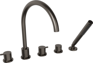 Blaufoss Round 5 trous Robinet de baignoire sur gorge Brushed GunMetal set douchette incl.