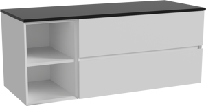 Storke Edge meuble salle de bains suspendu 130 x 52 cm blanc mat avec Panton tablette simple ou double en mdf enduit de poudre noir mat