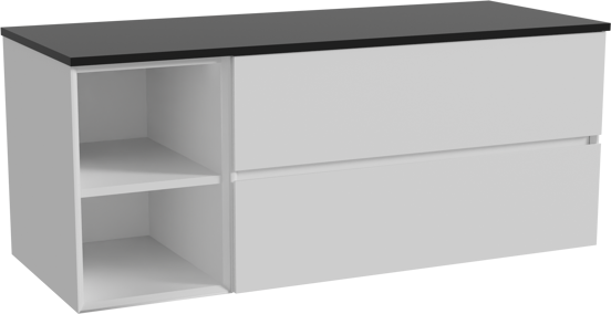 Storke Edge meuble salle de bains suspendu 130 x 52 cm blanc mat avec Panton tablette simple ou double en mdf enduit de poudre noir mat