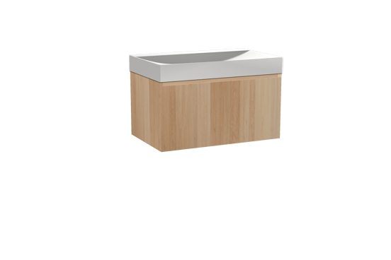Balmani Idra meuble salle de bains suspendu 90 x 55 cm chêne naturel avec Wave plan simple en solid surface blanc mat