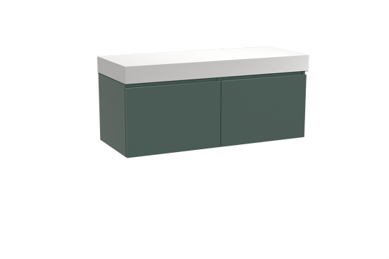 Balmani Sfera meuble salle de bains suspendu 135 x 55 cm forest avec Dominus tablette simple ou double en solid surface blanc mat