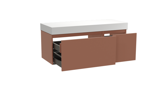 Balmani Sfera meuble salle de bains suspendu 135 x 55 cm cotto avec Dominus tablette simple ou double en solid surface blanc mat