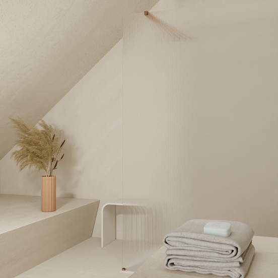 Balmani Modular inloopdouche: 140 x 200 cm, Ribs met coating, Brushed Rosegold profielen