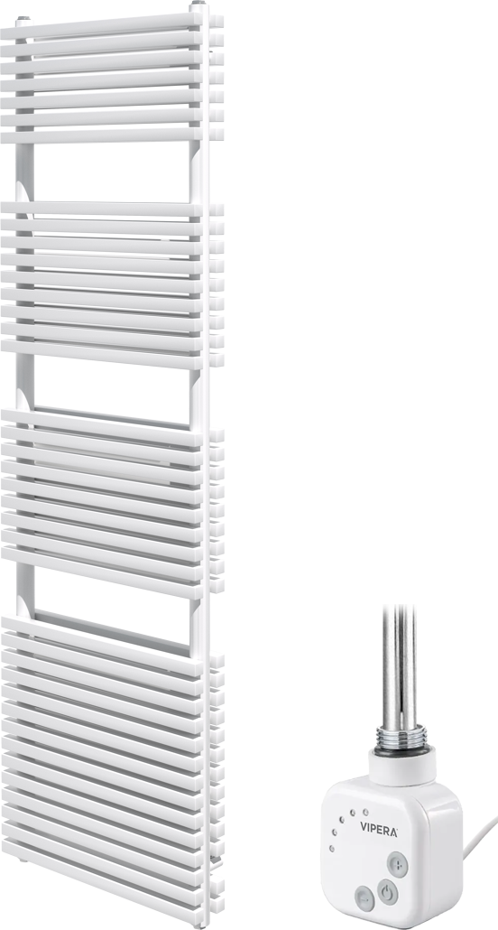 Vipera Vesuvio dubbele handdoekradiator 50 x 180 cm elektrische verwarming mat wit zij- en middenaansluiting 1430W, weerstand inbegrepen