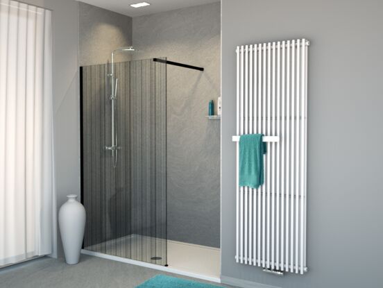 Balmani BMSS douche de niche 120 x 200 cm verre code barre noir profil noir mat