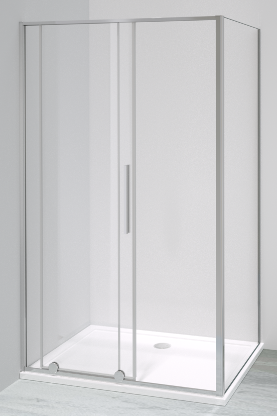 Luca Varess Morano douchecabine met schuifdeur en vaste zijwand 90 x 120 cm helder glas glans chroom profiel