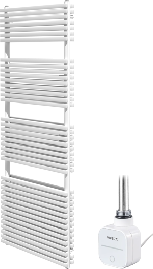 Vipera Vesuvio dubbele handdoekradiator 60 x 180 cm elektrische verwarming mat wit zij- en middenaansluiting 1500W, weerstand inbegrepen