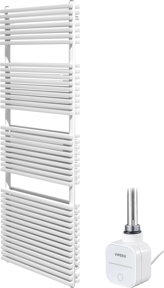 Vipera Vesuvio dubbele handdoekradiator 60 x 180 cm elektrische verwarming mat wit zij- en middenaansluiting 1500W, weerstand inbegrepen