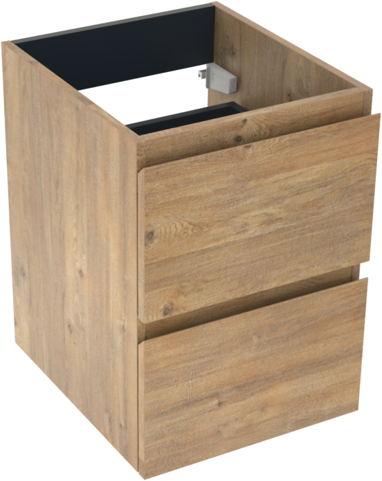 Linie Lado zwevend badmeubel 100 x 46 cm naturel eiken met Lado enkel of dubbel wastafelblad in melamine naturel eiken