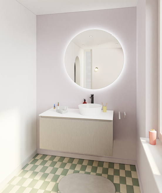 Storke Ribs zwevende wastafelonderkast 105 x 52 cm zijdegrijs 2 lades