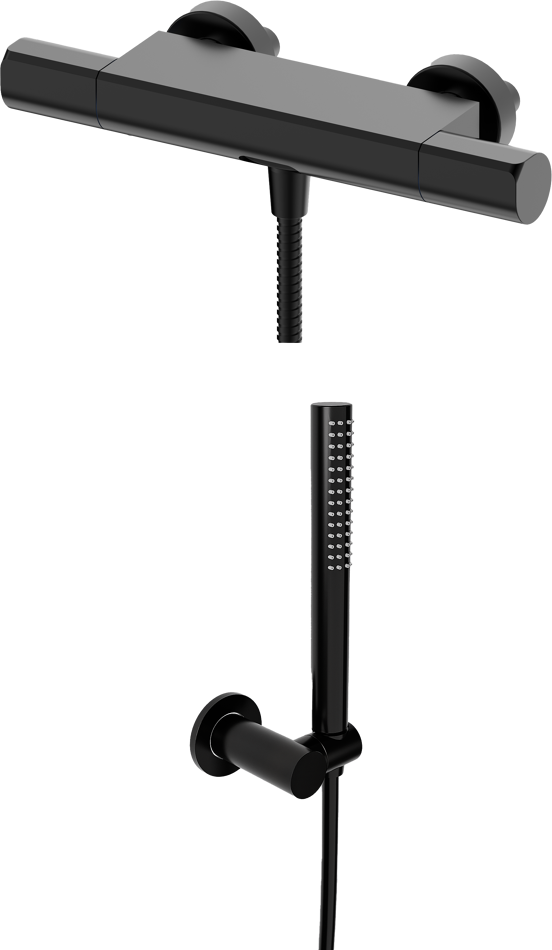 Blaufoss Eris thermostatische kraan muurmontage opbouw badkraan mat zwart