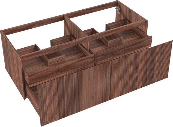 Balmani Fila zwevende wastafelonderkast 135 x 55 cm fineer notenhout 4 lades