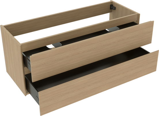Storke Edge meuble sous-lavabo suspendu 120 x 46 cm chêne naturel 2 tiroirs 2 découpés de siphon