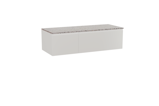 Storke Edge meuble salle de bains suspendu 130 x 52 cm blanc brillant avec Tavola tablette simple ou double en blanc/noir mat terrazzo