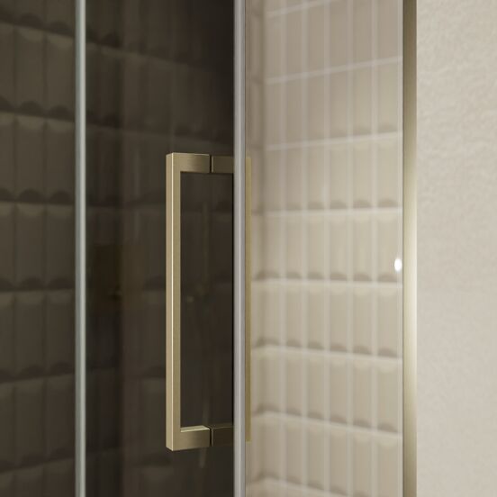Balmani Senses Design douche draaideur links 120 cm x 210 cm Rookglas, Brushed Champagne Gold profielen, met coating