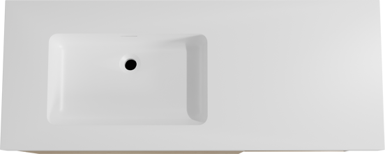 Storke Edge zwevend badmeubel 130 x 52 cm ruw eiken met Mata High asymmetrisch linkse wastafel in solid surface mat wit