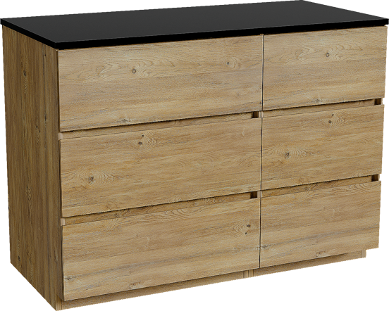 Storke Edge freistehendes Möbelstück Set: 110 x 52 cm, Rohe Eiche, mit Panton Einzel Waschtischplatte, Pulverbeschichtetes MDF Schwarz matt