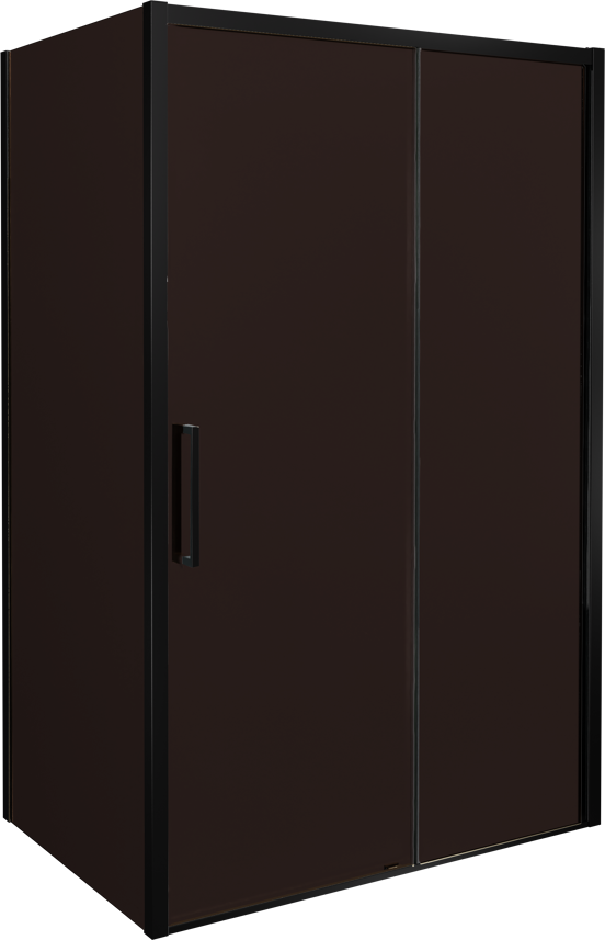 Balmani Senses Design douchecabine met rechtse schuifdeur en vaste zijwand, 120 x 90 cm, Brons, Mat zwart profielen