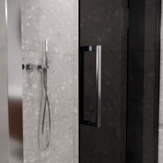 Balmani Senses Design Eckdusche: Schiebetür (Rechts) mit fixierte Seitenwand, 160 x 100 cm, Rauchglas, Profil Chrom glänzend
