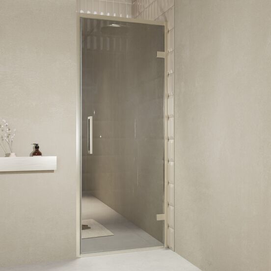 Balmani Senses Design porte pivotante à droite 90 cm x 210 cm verre Miroir Reflex, Profil Brushed CoolMetal, coating inclus