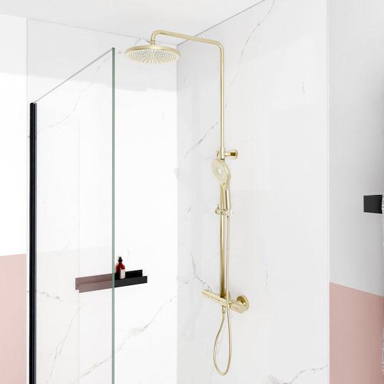 Blaufoss Onos 250 colonne de douche de pluie robinet thermostatique Brushed Champagne Gold