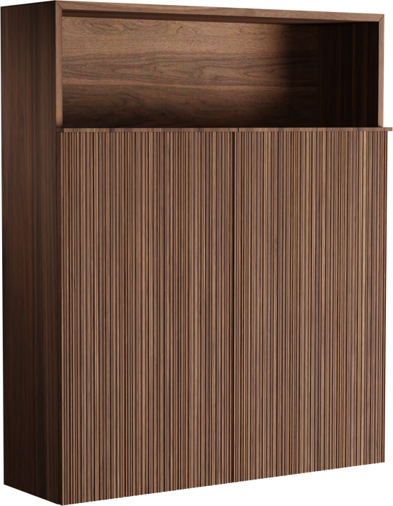 Balmani Forma Badhochschrank: Hängend, asymmetrische Rippen, Amerikanischer Nussbaum, 100 x 30 x 120 cm
