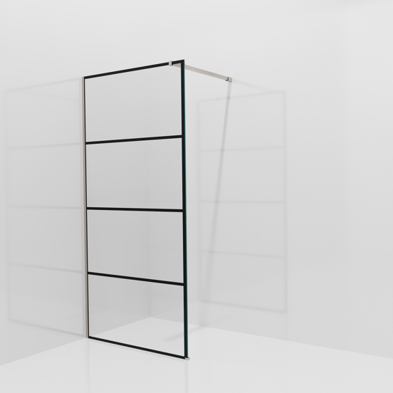 Balmani Modular Walk-In Dusche: 100 x 200 cm, Lined, inklusive Coating, Profil Brushed CoolMetal