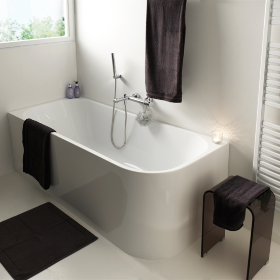 Luca Varess Mezzo 2-Personen-Eckbadewanne: links, 180 x 80 cm, Acryl, Weiß matt