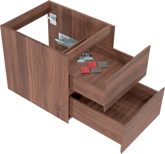 Balmani Mitra meuble sous-lavabo suspendu 45 x 55 cm noyer Américain 2 tiroirs